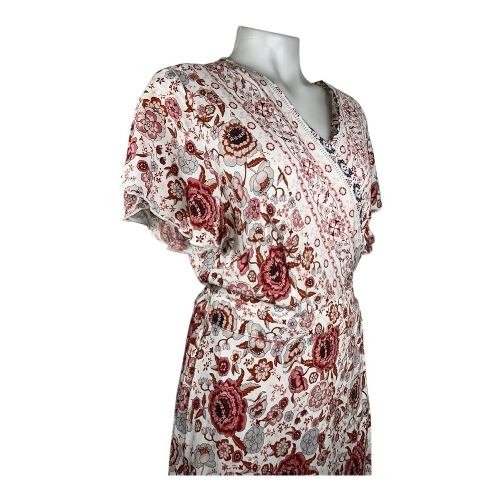 HALCYEEN Elegant Boho Maxi Dress with Flowing Silhouette White/ red flowers XXL - Picture 6 of 14